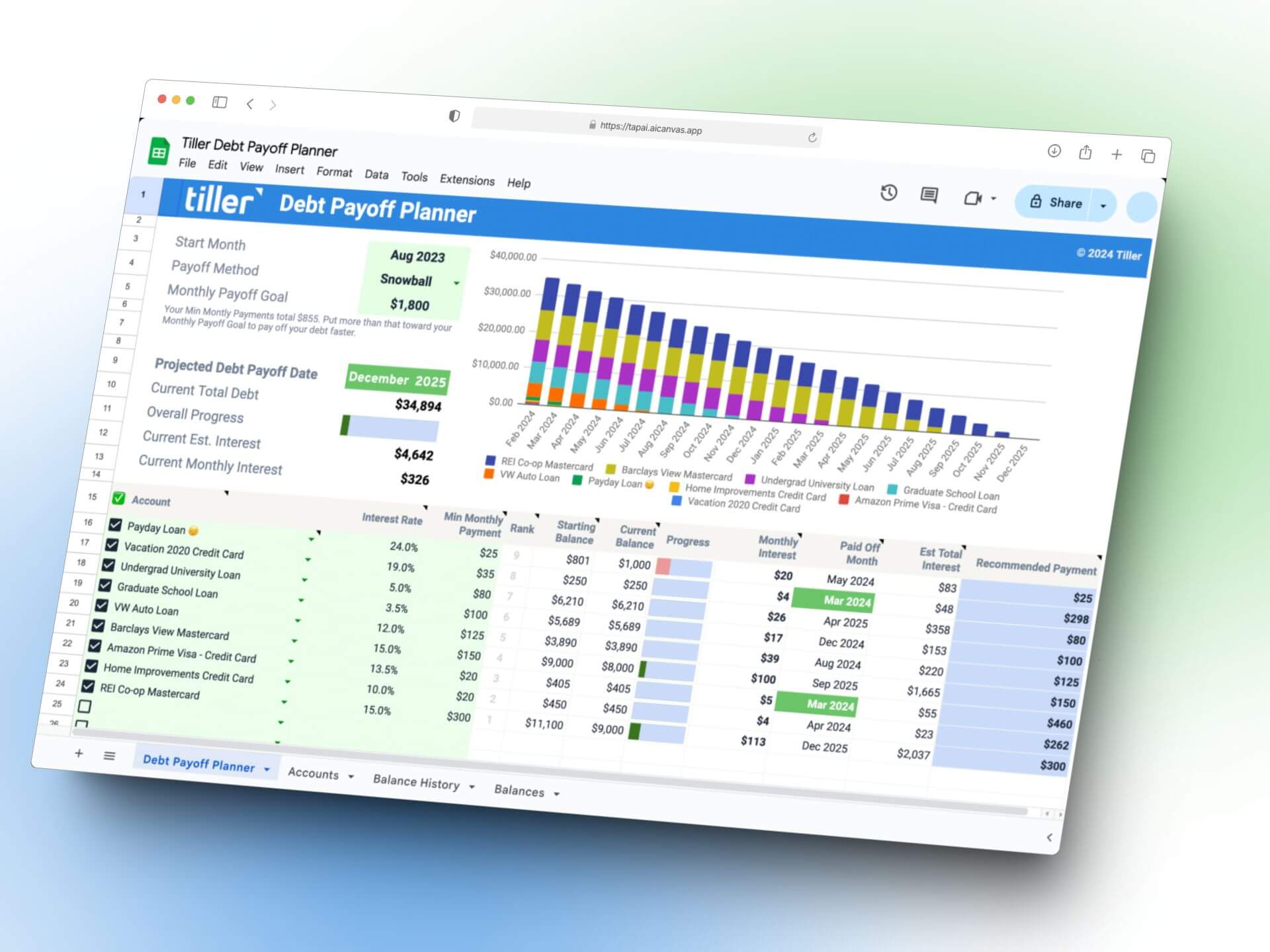 Visualization of bill parsing to Google Sheets