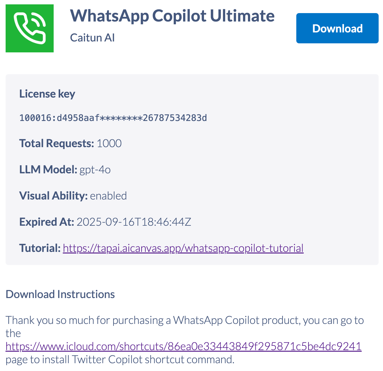 WhatsAppCopilot confirmation email